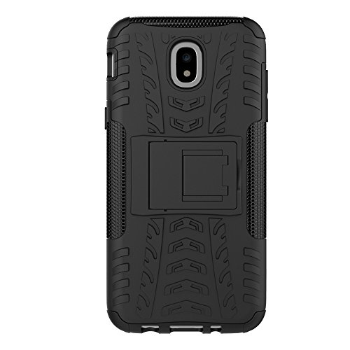 LiuShan Galaxy J5 2017 Funda, Heavy Duty Silicona Híbrida Rugged Armor Soporte Cáscara de Cubierta Protectora de Doble Capa Caso para Samsung Galaxy J5 2017 (5,2 Pulgadas SM-J530F) Smartphone,Negro