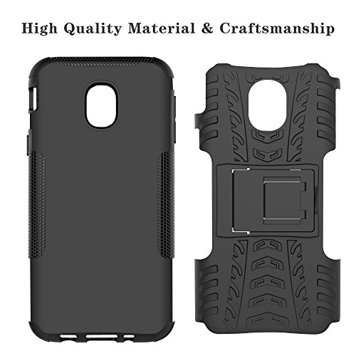 LiuShan Galaxy J5 2017 Funda, Heavy Duty Silicona Híbrida Rugged Armor Soporte Cáscara de Cubierta Protectora de Doble Capa Caso para Samsung Galaxy J5 2017 (5,2 Pulgadas SM-J530F) Smartphone,Negro