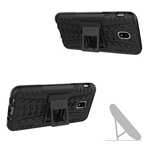 LiuShan Galaxy J5 2017 Funda, Heavy Duty Silicona Híbrida Rugged Armor Soporte Cáscara de Cubierta Protectora de Doble Capa Caso para Samsung Galaxy J5 2017 (5,2 Pulgadas SM-J530F) Smartphone,Negro