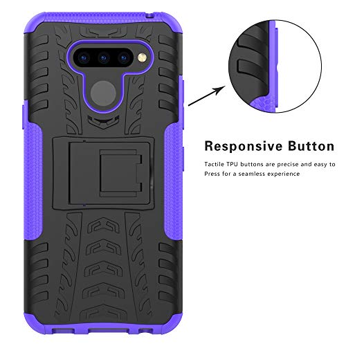 LiuShan LG Q60 / LG K50 Funda, Heavy Duty Silicona Híbrida Rugged Armor Soporte Cáscara de Cubierta Protectora de Doble Capa Caso para LG Q60 / LG K50 Smartphone,Púrpura