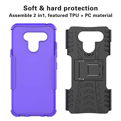 LiuShan LG Q60 / LG K50 Funda, Heavy Duty Silicona Híbrida Rugged Armor Soporte Cáscara de Cubierta Protectora de Doble Capa Caso para LG Q60 / LG K50 Smartphone,Púrpura