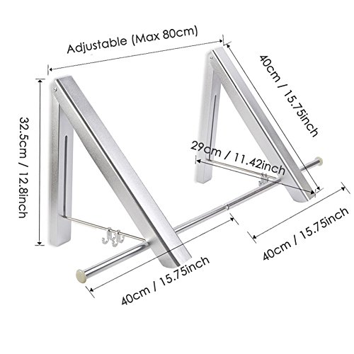 LIVEHITOP Plegable Perchero de Pared 2 Piezas, Abatible Aluminio Ropa Percha Organizador con Ganchos y Tubo para Sala, Cuarto, Baño, Balcón, Oficina, Ahorra Espacio