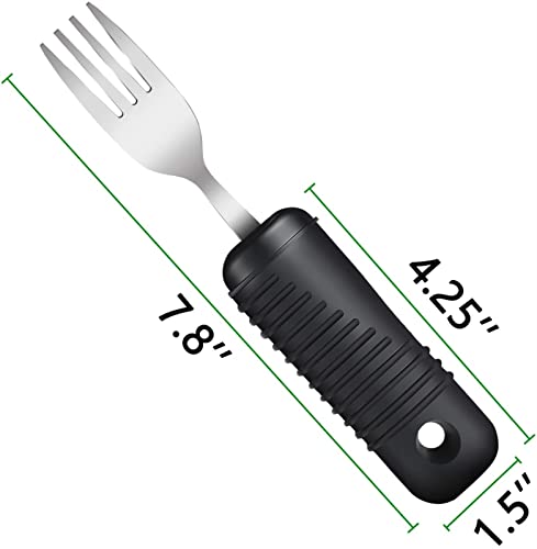 LIZHE Conjunto de Utensilios adaptables de 3 Piezas, Conjunto de Cubiertos de Agarre fácil, sin Deslizamiento, Tenedor edificada, Cuchara y Cuchillo de balancín for Ancianos, Artritis y Parkinson.