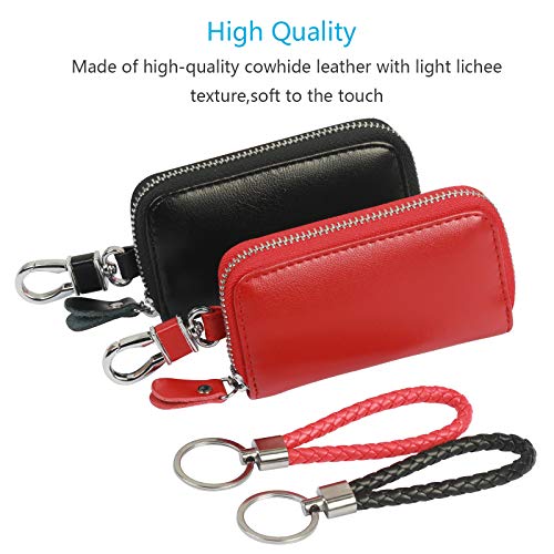 Llavero de Bolso Piel ZoomSky para organizar Las Llaves de Coche de Bolso Llavero Cremallera de Estuches de Llaves para Mujer roja/Hombre Negro (roja)