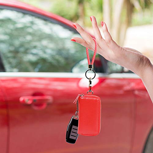 Llavero de Bolso Piel ZoomSky para organizar Las Llaves de Coche de Bolso Llavero Cremallera de Estuches de Llaves para Mujer roja/Hombre Negro (roja)