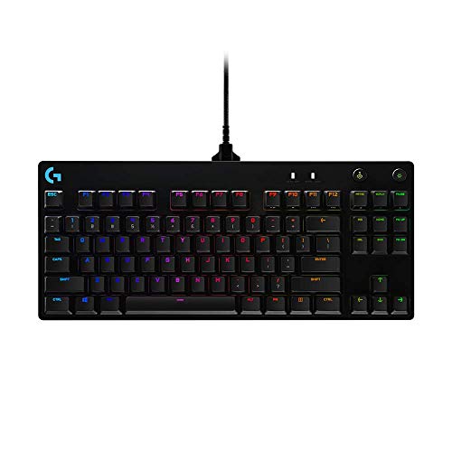 Logitech G PRO TKL Teclado Gaming Mecánico sin teclado numérico, Teclas GX-Clicky Azules, RGB LIGHTSYNC, Diseño portátil para esports, Cable Micro USB Desmontable, Disposición QWERTY US - Negro