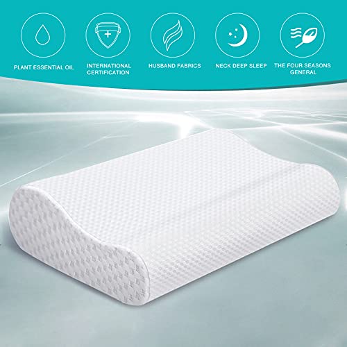 look envy Almohada de Espuma Viscoelástica Alta Elasticidad, Espuma Viscoelástica Almohada Ortopédica Ergonómica para el Cuello Almohada con Funda de Extraíble y Lavable 60 * 35CM