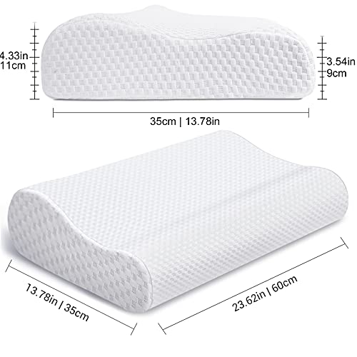 look envy Almohada de Espuma Viscoelástica Alta Elasticidad, Espuma Viscoelástica Almohada Ortopédica Ergonómica para el Cuello Almohada con Funda de Extraíble y Lavable 60 * 35CM