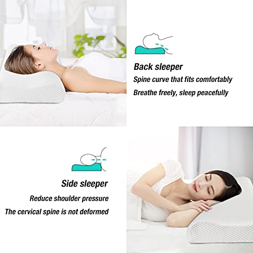 look envy Almohada de Espuma Viscoelástica Alta Elasticidad, Espuma Viscoelástica Almohada Ortopédica Ergonómica para el Cuello Almohada con Funda de Extraíble y Lavable 60 * 35CM