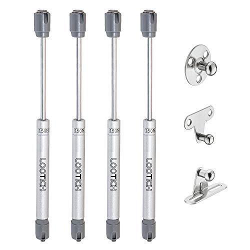 LOOTICH 150N Hidráulico Amortiguador Piston de Gas Resorte para Puertas Armario Muebles de Cocina Elevación Neumática Lid Stay Apertura Suave Bisagra Paquete de 4