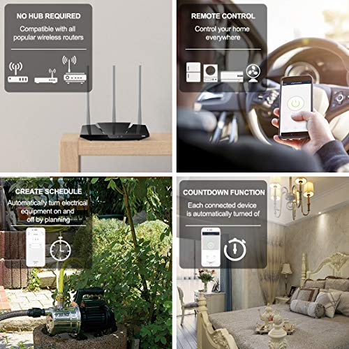 LoraTap 2 Piezas Interruptor WiFi Inteligente Módulo de Interruptor Inalámbrico Temporizador Control Remoto por App iOS o Android, Compatible con Alexa Echo, Google Home e IFTTT, 10A/2500W