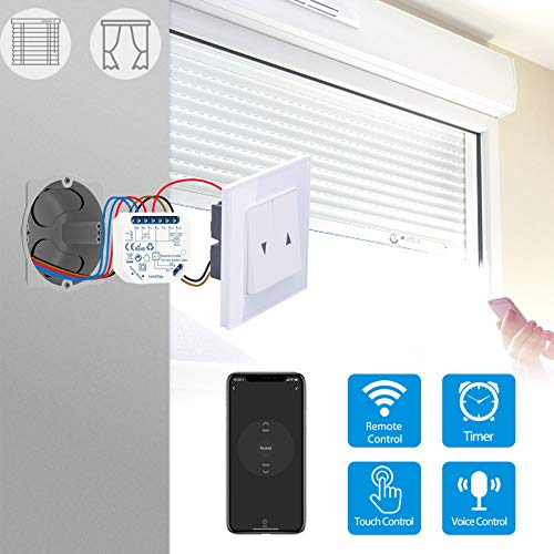 LoraTap Interruptor Persianas WiFi, 4 Piezas Relé de Persiana Temporizador Inteligente para Cortina Eléctrica, Control Remoto por Teléfono, Compatible con Alexa y Google Home para Control de Voz, 300W