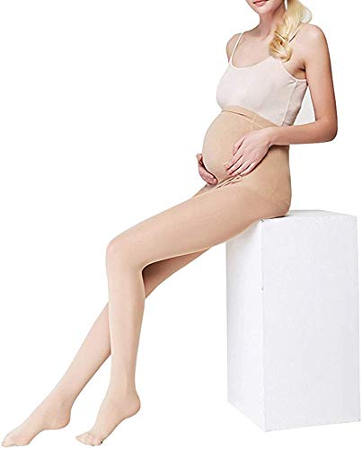 LOVELYBOBO 2 Pack Medias Invernales Premama Panty 120 Den para Futura Mama Pantimedias para Mujeres embarazadas Leggings (negro + desnudo)