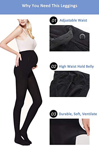 LOVELYBOBO 2 Pack Medias Invernales Premama Panty 120 Den para Futura Mama Pantimedias para Mujeres embarazadas Leggings (negro + desnudo)