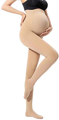 LOVELYBOBO 2 Pack Medias Invernales Premama Panty 120 Den para Futura Mama Pantimedias para Mujeres embarazadas Leggings (negro + desnudo)