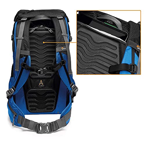 Lowepro PhotoSport BP 24L AW III, Mochila Tactica para Cámara Sin Espejo, Acceso Lateral, Inserto de Cámara Extraíble, Sistema de Correa para Accesorio, Compatible con Sony α7, Azul y Negro