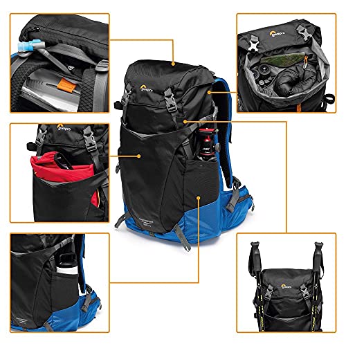 Lowepro PhotoSport BP 24L AW III, Mochila Tactica para Cámara Sin Espejo, Acceso Lateral, Inserto de Cámara Extraíble, Sistema de Correa para Accesorio, Compatible con Sony α7, Azul y Negro