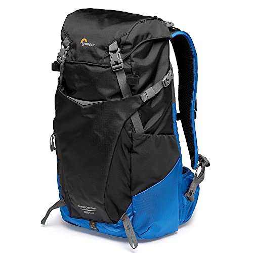 Lowepro PhotoSport BP 24L AW III, Mochila Tactica para Cámara Sin Espejo, Acceso Lateral, Inserto de Cámara Extraíble, Sistema de Correa para Accesorio, Compatible con Sony α7, Azul y Negro