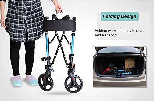 Lqdp Andador Andadores para Ancianos Andador de 4 Ruedas con Asiento, Andador Compacto de aleación de Aluminio para Personas Mayores/discapacitados/Adultos, Altura Ajustable, fácil de Usar