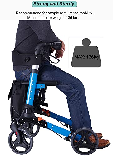 Lqdp Andador Andadores para Ancianos Andador de 4 Ruedas con Asiento, Andador Compacto de aleación de Aluminio para Personas Mayores/discapacitados/Adultos, Altura Ajustable, fácil de Usar