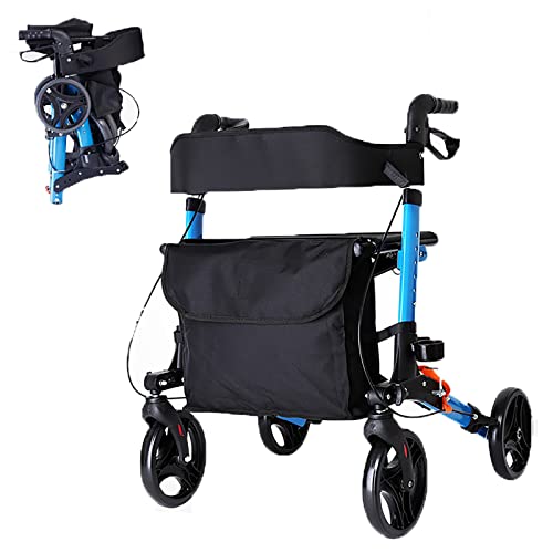 Lqdp Andador Andadores para Ancianos Andador de 4 Ruedas con Asiento, Andador Compacto de aleación de Aluminio para Personas Mayores/discapacitados/Adultos, Altura Ajustable, fácil de Usar