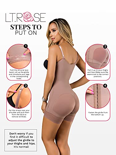 LT.ROSE 21113 Fajas Colombianas Abdominal Shapewear Reductoras Postparto y Postoperatoria para Mujer Beige M