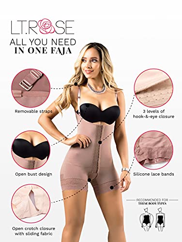 LT.ROSE 21113 Fajas Colombianas Abdominal Shapewear Reductoras Postparto y Postoperatoria para Mujer Beige M