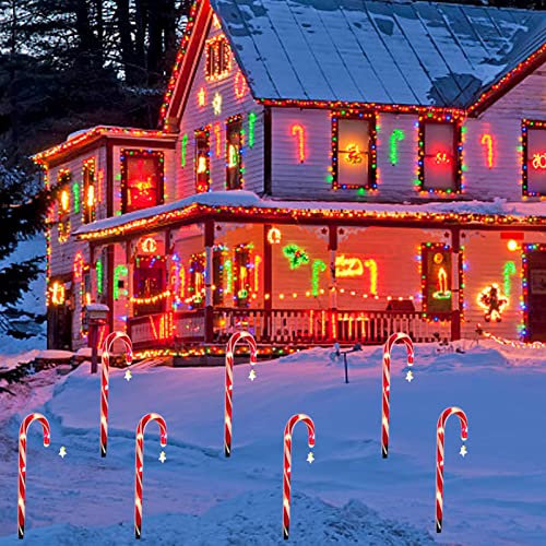 Luces De Bastón De Caramelo De Navidad, Luces De Decoración Navideña Al Aire Libre, Luz Solar para Césped, para Jardín De Patio, Pasarela De Vacaciones Navideñas, 8 Piezas