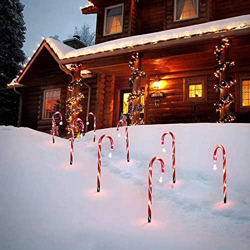 Luces De Bastón De Caramelo De Navidad, Luces De Decoración Navideña Al Aire Libre, Luz Solar para Césped, para Jardín De Patio, Pasarela De Vacaciones Navideñas, 8 Piezas