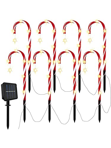 Luces De Bastón De Caramelo De Navidad, Luces De Decoración Navideña Al Aire Libre, Luz Solar para Césped, para Jardín De Patio, Pasarela De Vacaciones Navideñas, 8 Piezas