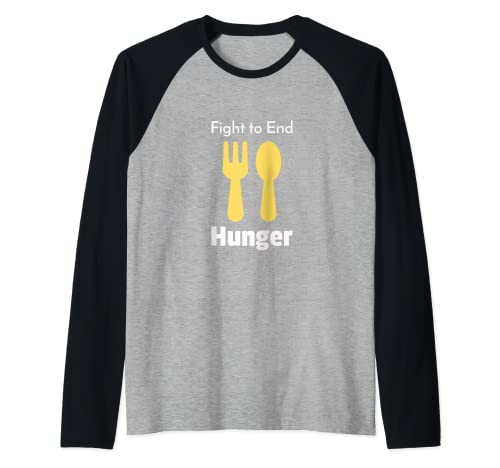 Lucha para acabar con el hambre con el tenedor y la cuchara Camiseta Manga Raglan