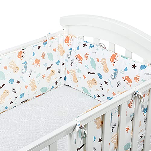 Luchild Protector de Cuna, Parachoques, Protector Cuna Chichonera para Proteger Bebe y Decorar la Cuna - 180cm