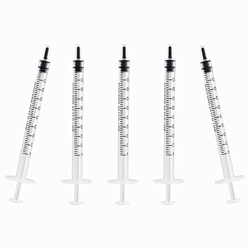 LUTER 12 Piezas 1ml Jeringas de Plástico, Jeringa de Plástico Sin Aguja con Medición para Experimentos Científicos, Dispensación, Medición de Líquidos, Alimentación de Mascotas (Blanco)