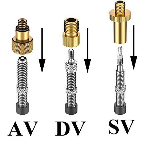 LWZko Adaptador de Bicicleta, 12 Piezas Adaptador Bombas de Bicicleta, Cobre Adaptador Válvula de Bicicleta para Bomba Bicicleta con Compresor, SV, AV, DV, Colchón de Aire, Bomba de Bola