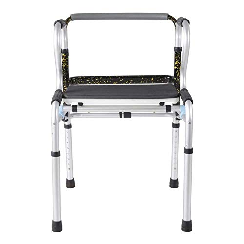 LXDDJZXQ Andador para Ancianos Walker, Andador Anciano con Sentado Discapacitado Plegable Aleación De Aluminio Booster Bastón de 4 Patas, Rueda Multifuncional