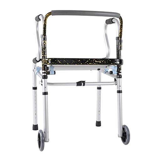 LXDDJZXQ Andador para Ancianos Walker, Andador Anciano con Sentado Discapacitado Plegable Aleación De Aluminio Booster Bastón de 4 Patas, Rueda Multifuncional