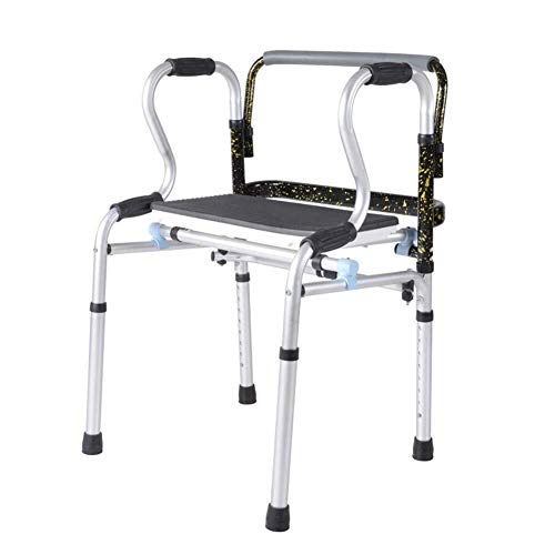 LXDDJZXQ Andador para Ancianos Walker, Andador Anciano con Sentado Discapacitado Plegable Aleación De Aluminio Booster Bastón de 4 Patas, Rueda Multifuncional