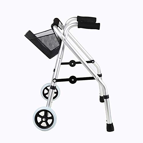 LXDDJZXQ Andador para Ancianos Walker, Andador Plegable con Altura Ajustable, for niños discapacitados, con polea y Cesta de la Compra Antideslizante