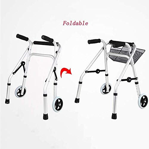 LXDDJZXQ Andador para Ancianos Walker, Andador Plegable con Altura Ajustable, for niños discapacitados, con polea y Cesta de la Compra Antideslizante