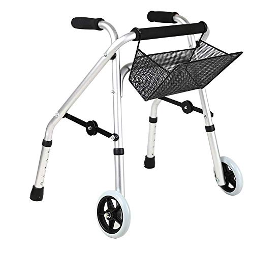 LXDDJZXQ Andador para Ancianos Walker, Andador Plegable con Altura Ajustable, for niños discapacitados, con polea y Cesta de la Compra Antideslizante