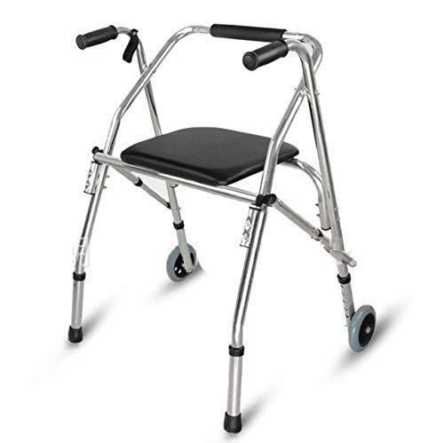 LXDDJZXQ Andador para Ancianos Walker, Caminador médico de conducción Ajustable, Plegable y liviano, Anciano discapacitado Booster Walker, Andador Auxiliar con Bastidor de Cuatro Patas de Ruedas