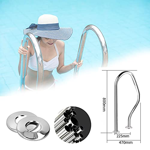 LXX Pasamanos De Escalera para Piscinas, Barandilla de Acero Inoxidable para Piscina con Base De Montaje Rápido, Agarraderas de Seguridad para Entrada a la Piscina, Juego Completo de Accesorios, 2pcs