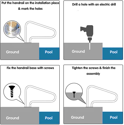 LXX Pasamanos De Escalera para Piscinas, Barandilla de Acero Inoxidable para Piscina con Placa Base, Agarraderas de Seguridad para Barandillas de Rampas de Escaleras de Entrada a la Piscina