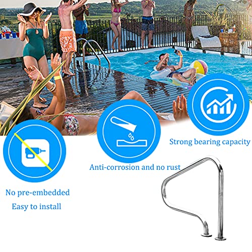 LXX Pasamanos De Escalera para Piscinas, Barandilla de Acero Inoxidable para Piscina con Placa Base, Agarraderas de Seguridad para Barandillas de Rampas de Escaleras de Entrada a la Piscina