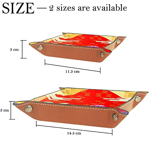 LXYDD Bandeja de Valet de Cuero Multiusos Caja de Almacenamiento Organizador de bandejas Se Utiliza para almacenar pequeños Accesorios,Grúa del Monte Fuji