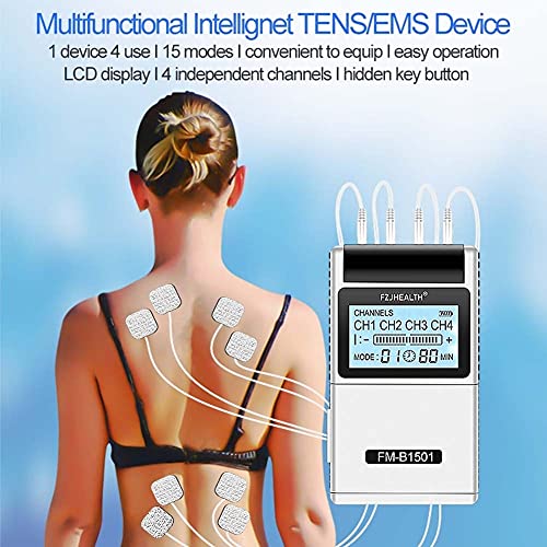 LYHD Profesional TENS EMS 4 Canales Pantalla Digital Estimulador Muscular Masajeador Corporal Meridiano Máquina de Fisioterapia Electroestimulador Muscular de Relajación