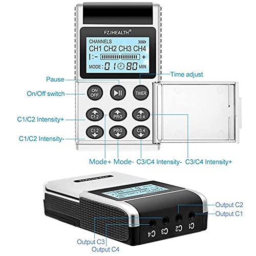 LYHD Profesional TENS EMS 4 Canales Pantalla Digital Estimulador Muscular Masajeador Corporal Meridiano Máquina de Fisioterapia Electroestimulador Muscular de Relajación