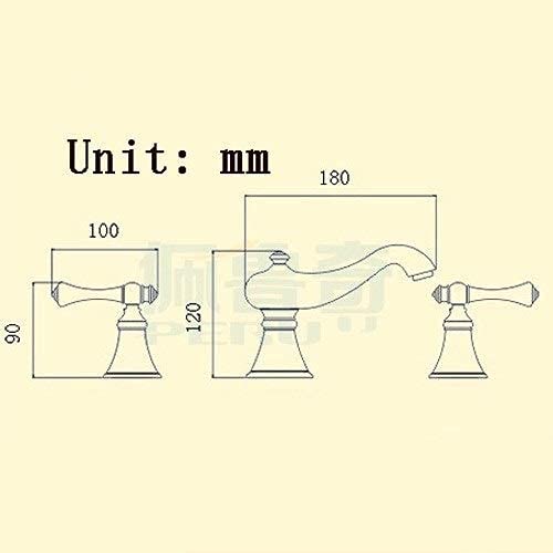 LZQBD Grifos, Grifo Dorado de Tres Agujeros Venta Creativa el Nuevo Baño Bañera Grifo de Agua Calor Frío Herrajes para Fontanería Grifo para Lavabo Grifos Mezcladores