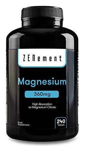 Magnesio, 360 mg, 240 Comprimidos | ayuda a los sistemas psíquico, nervioso, muscular y óseo | de Zenement