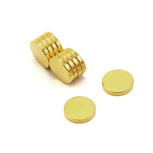 Magnet Expert Ltd - Imanes en forma de disco para terapias (12 x 2 mm, N42, enchapados en oro, neodimio, 10 unidades)